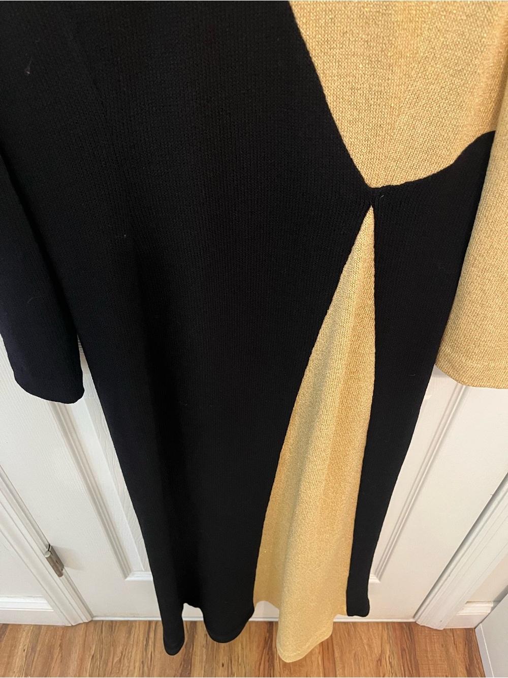 St. John Evening by Marie Gray Vintage Black & Gold Metallic Knit Maxi Dress - Picture 8 of 16